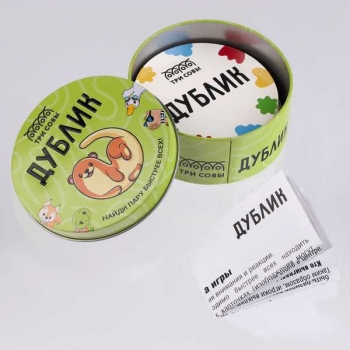 Игра настольная   ТРИ СОВЫ Дублик со звонком, 60 карточек, металлический бокс, 3+   арт.НИ_66569