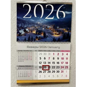 Календарь настенный на пружине на 2026г.30х46см Зима с метал. окантовкой арт.25с41_Зима