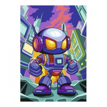 Набор для рисования по номерам, картина 20х30 см детская на деревянном подрамнике Нео-робот арт.Рхд-047