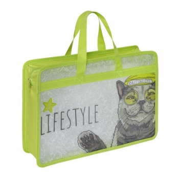 Папка А4 с ручками, пластик   34х25х9,5 см Bruno Visconti EASY LIFE.КОТЫ, с текст.расш., с окант,400 мкм арт.14-034/09