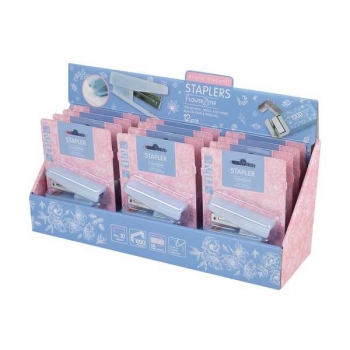 Степлер 10 (15л) Bruno Visconti FlowerZefir, со скобами 10 (1000шт.), с антистеплером, в блистере арт.46-0004