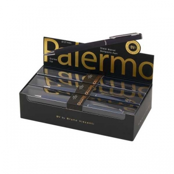 Ручка Bruno Visconti PALERMO шарик.автомат.в карт.футляре,0.7мм,синяя,темн-син мет.корпус,черн.фут. арт.20-0250/06-20