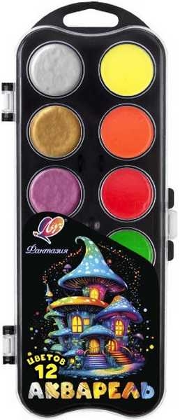 Акварель Фантазия перламутровая, 12цв (неон + перламутр), б/к, в европодвесе арт.35С 2306-08