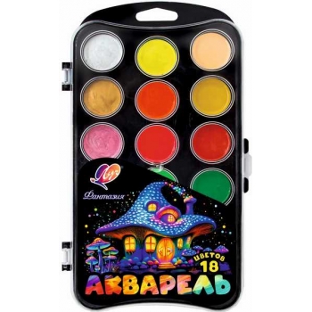 Акварель Фантазия перламутровая, 18цв (классич + неон + перламутр), б/к, в европодвесе арт.35С 2307-08