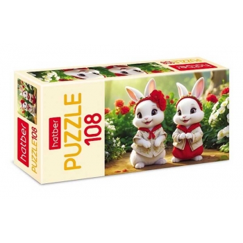 Пазл 108 эл. Hatber Зайки на полянке, 210х300мм арт.108ПЗ4_32540