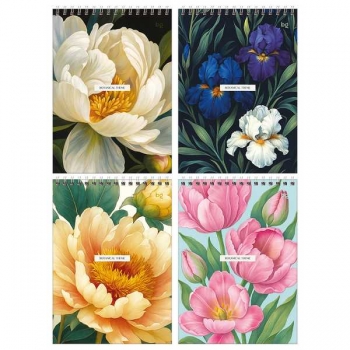 Блокнот А5 60л на гребне BG Botanical theme, в клетку, обложка мелованный картон арт.Б5гр60 06542