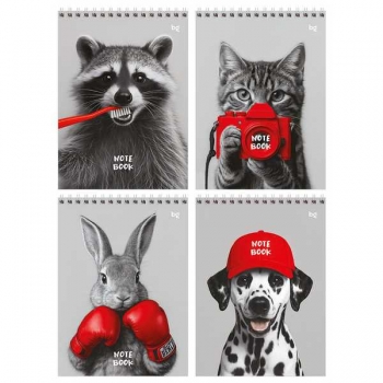 Блокнот А5 60л на гребне BG Pet and red, в клетку, твердая подложка арт.Б5гр60 06694