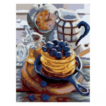 Алмазная мозаика LORI 30*40см Черничные панкейки (частичное заполнение, без деревянного подрамника) арт.Ам-038