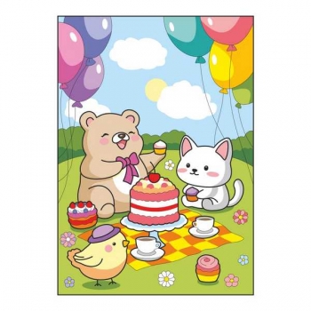 Набор для рисования по номерам, картина 20х28,5 см для малышей Праздничный пикник арт.Ркн-134