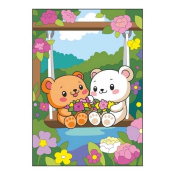 Набор для рисования по номерам, картина 20х28,5 см для малышей Цветочные качели арт.Ркн-136