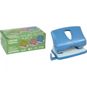 Дырокол (20 л) deVENTE sigNATURE пластик, с линейкой, в карт. кор., сумеречный синий арт. 4020512