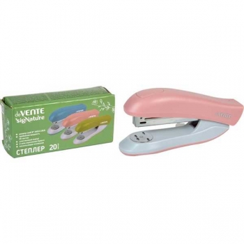 Степлер 24/6, 26/6 (20л) deVENTE sigNATURE (гл.скр.60мм), пластиковый,пудрово-розовый арт.4142515