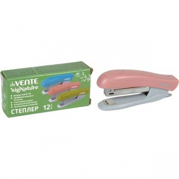 Степлер 10 (12л) deVENTE sigNATURE пластик, (гл.скр.45мм)  в карт.коробке, пудрово-розовый арт.4142512