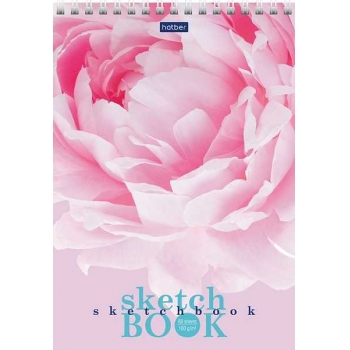 Скетчбук-блокнот А5 80л. на гребне Hatber Аромат пиона, 100г/м2, тв. подложка арт.80Б5Aгр_34921