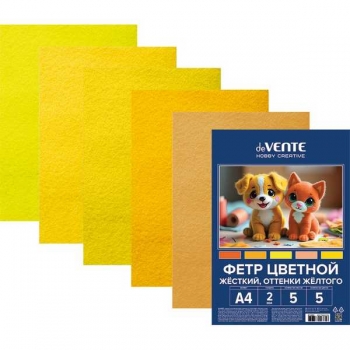 Набор фетра цветного А4 deVENTE Оттенки желтого 5цв, 5л, 2 мм, жесткий  арт. 8113203