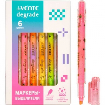 Маркеры-выделители набор 6цв. deVENTE Degrade (1-4мм), с мерцающими БЛЁСТКАМИ арт.5045513