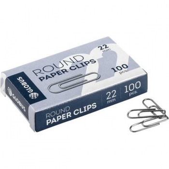 Скрепки канцелярские L22 мм, 100 шт., овальные никелированные, карт. уп. арт.С22-100Н