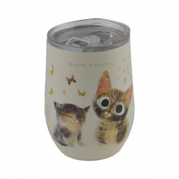 Термокружка Bruno Visconti  LOVE ME.КОТИКИ.СЧАСТЬЕ, 360 мл, нерж. сталь, корпус SOFT TOUCH, в карт.тубе  арт.2-858/02