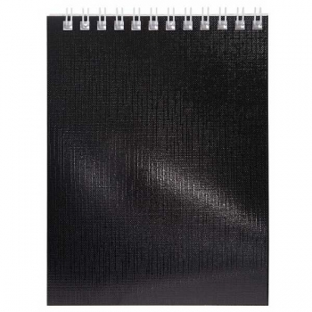 Блокнот А6 40л на гребне Hatber METALLIC в клетку, бумвинил, черный арт.40Б6бвВ1гр/093251