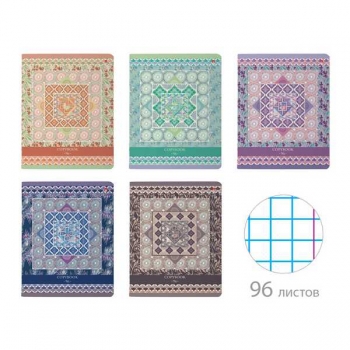 Тетрадь 96л в клетку Альт НОВЫЙ ШИК.УЗОРЫ, ассорти 5 видов арт.7-96-1299