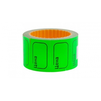 Этикет-лента зеленая 20*30мм (250 шт./рул) с черной надписью Цена, цена за 1 рул. арт.54505