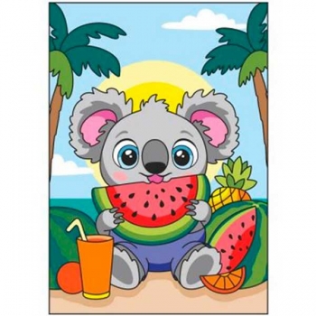 Набор для рисования по номерам, картина 20х28,5 см для малышей Коала с арбузом арт.Ркн-129