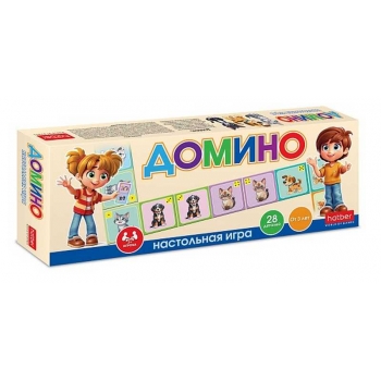 Игра  Hatber настольно-печатная ДОМИНО Пушистики, 28 карточек арт.28ИнД_35512