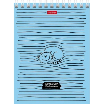 Блокнот А6 40л на гребне Hatber COOL Animals в клетку, ассорти 6 видов арт.40Б6В1гр/055480