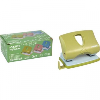 Дырокол (20 л) deVENTE sigNATURE пластик, с линейкой, в карт. кор., оливковый арт. 4020514
