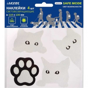 Светоотражающие наклейки deVENTE SAFE MODE Kitten 110x130 мм, ПВХ, ассорти арт.9083215