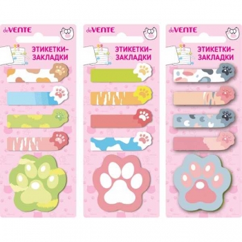 Клейкая бумага д/заметок deVENTE Cat paws, 48*15мм и 45*45мм, 20л., арт. 2011211