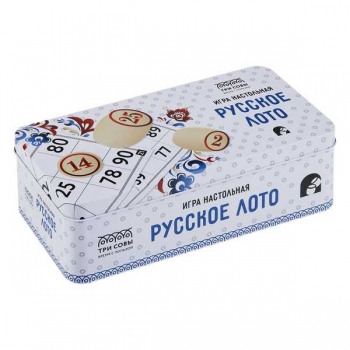 Игра настольная   ТРИ СОВЫ Русское лото с пластиковыми бочонками, в металлической коробке, 14+ арт.НИ_66976