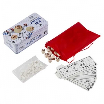 Игра настольная   ТРИ СОВЫ Русское лото с пластиковыми бочонками, в металлической коробке, 14+ арт.НИ_66976