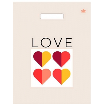 Мешок 40х31см ПВД 30мкм с вырубной ручкой, Любовь в геометрии арт.н00303398