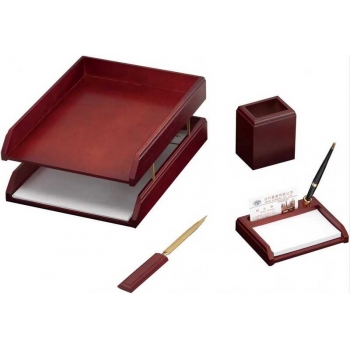 Набор настольный из дерева, 4 предм. с 1 ручкой, цвет красное дерево арт.M4C-10A