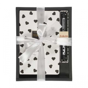 Набор подарочный Bruno Visconti  Сердечки, ежедн.недат.А5 125*200мм,256стр,чер.срез+мет.шар.ручка арт.3-743/01-5