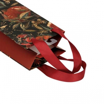 Пакет подарочный 12,3х36х9см Bruno Visconti FLORA.ГРАНАТ,бумажный,210г/м2,фольгир,мат.ламин.(для бутылки) арт.2-856/05