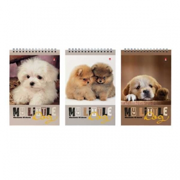 Блокнот А5 40л на гребне СЛАДКИЕ ЩЕНЯТА в клетку, ассорти 3 вида арт.3-40-509