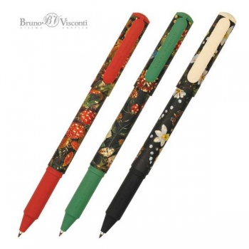 Ручка шариковая Bruno Visconti DreamWrite. Flora.Flora.Black night  в карт. тубе, 0,7 мм, синяя, 3 вида арт.20-0264/23