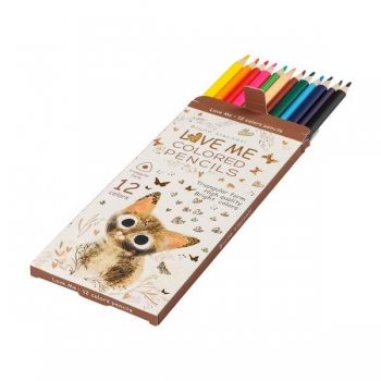 Карандаши Bruno Visconti    12цв. LOVE ME. МИЛЫЙ КОТИК, трехгранные, в картонной уп.  арт.30-0154