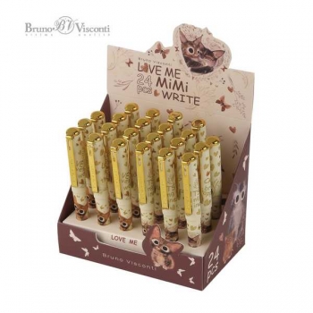 Ручка шариковая Bruno Visconti MIMI WRITE.LOVE ME.МИЛЫЙ КОТИК, 0,5мм, длина ручки 110мм, синяя, ассорти  арт.20-0485