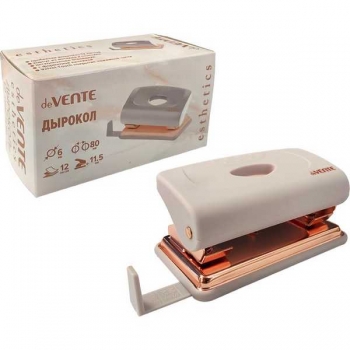 Дырокол (12 л) deVENTE Esthetics пластик, с линейкой, в карт. кор., лавандово-пепельный арт. 4020516