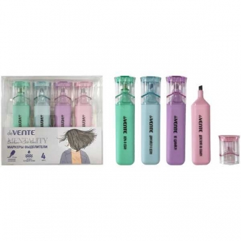 Маркеры-выделители набор 4цв. deVENTE Mentality (1-5мм), пл.корпус, скош.наконечник, арт 5045509