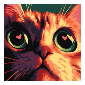 Набор для рисования по номерам, картина 20х20 см для малышей Кото-любовь арт.Ркн-143
