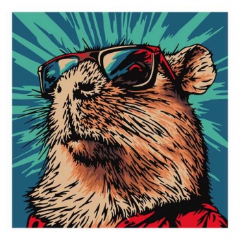 Набор для рисования по номерам, картина 20х20 см для малышей Крутая капибара арт.Ркн-144