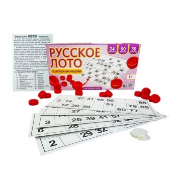 Игра настольная    Русский стиль Русское лото, пласт. фишки, картонная коробка, 6+  арт.03094