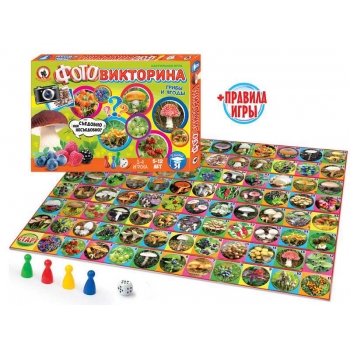 Игра настольная    Русский стиль Фотовикторина. Грибы и ягоды, картонная коробка, 5+  арт.03435