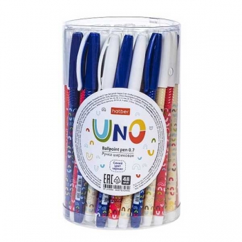 Ручка шариковая Hatber Uno, 0.7мм, корпус ассорти, синяя арт.BP_072966