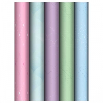 Бумага подарочная 70*100см,  MESHU Pastel colors в рулонах, 80 г/м2, 1 лист, глянцевая, 5 дизайнов арт.MS_66822