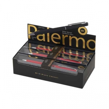 Ручка Bruno Visconti PALERMO шарик.автомат.в карт.футляре,0.7мм,синяя,красный мет.корпус,черн.футляр арт.20-0250/15-20